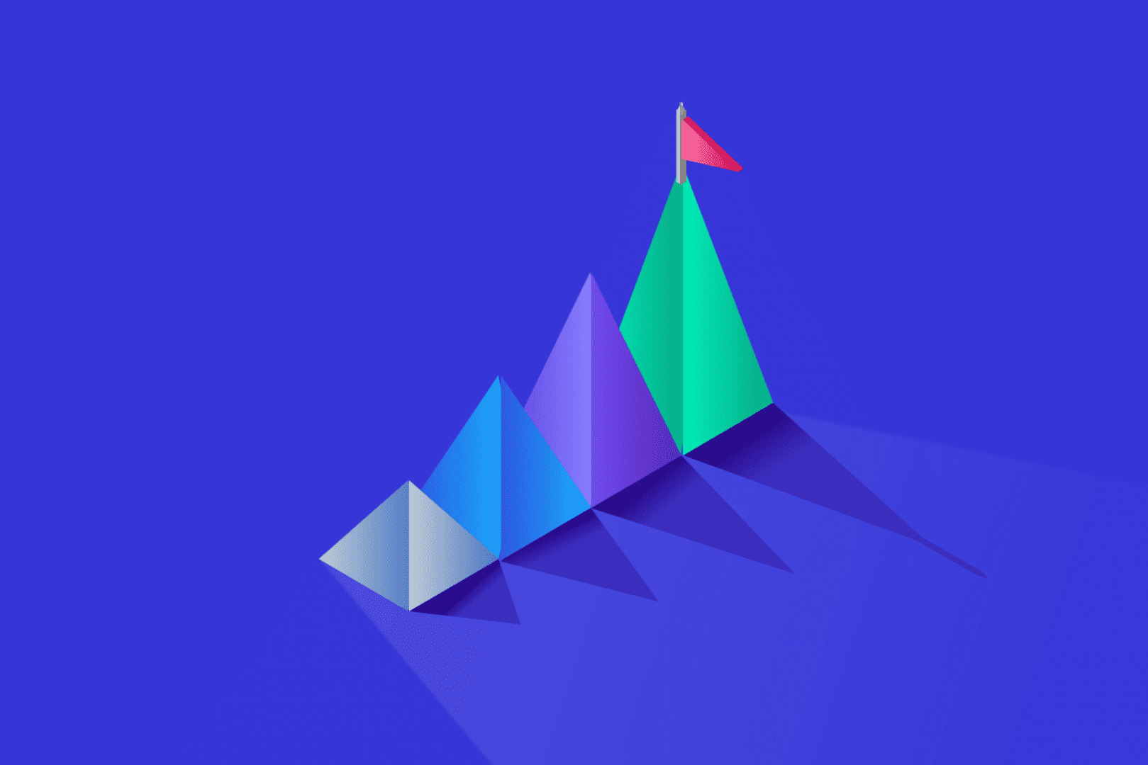 Graphic with four pyramids