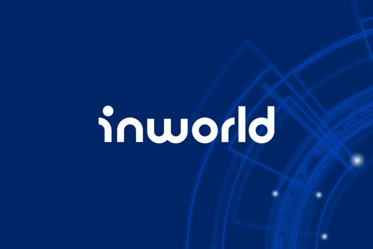 In world logo on blue background