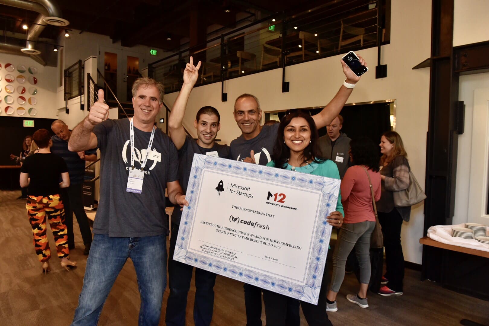 Codefresh team receiving award at Microsoft Build 2019
